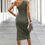 Thumbnail: Solid One Shoulder Sleeveless Bodycon Midi Dress