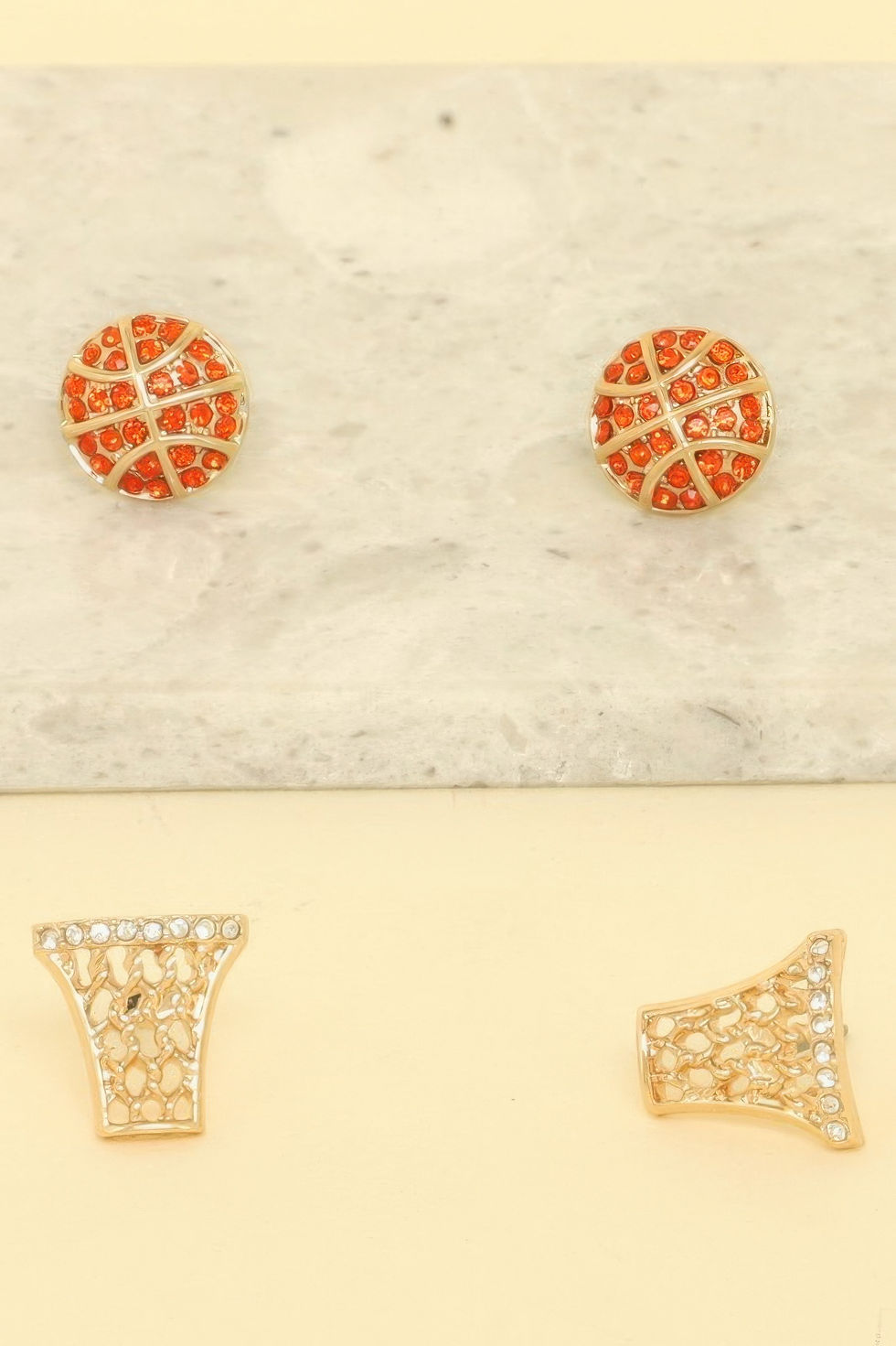 2 Pair Gameday Basketball Theme Earring Set