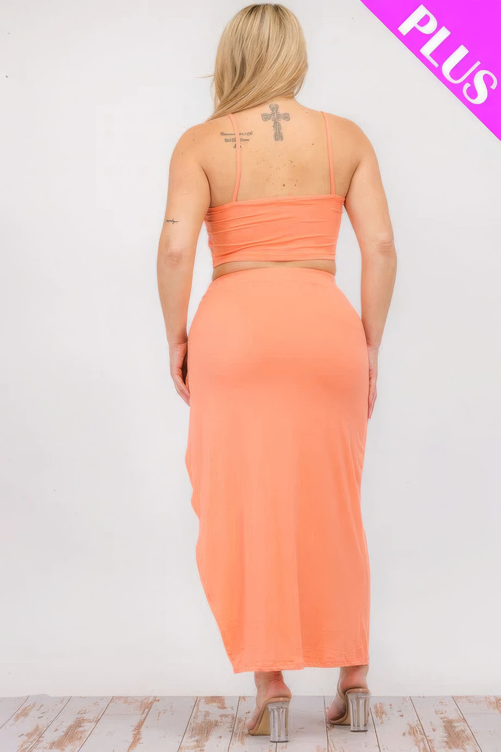 Thumbnail: Plus Size Crop Cami & Split Thigh Maxi Skirt Set