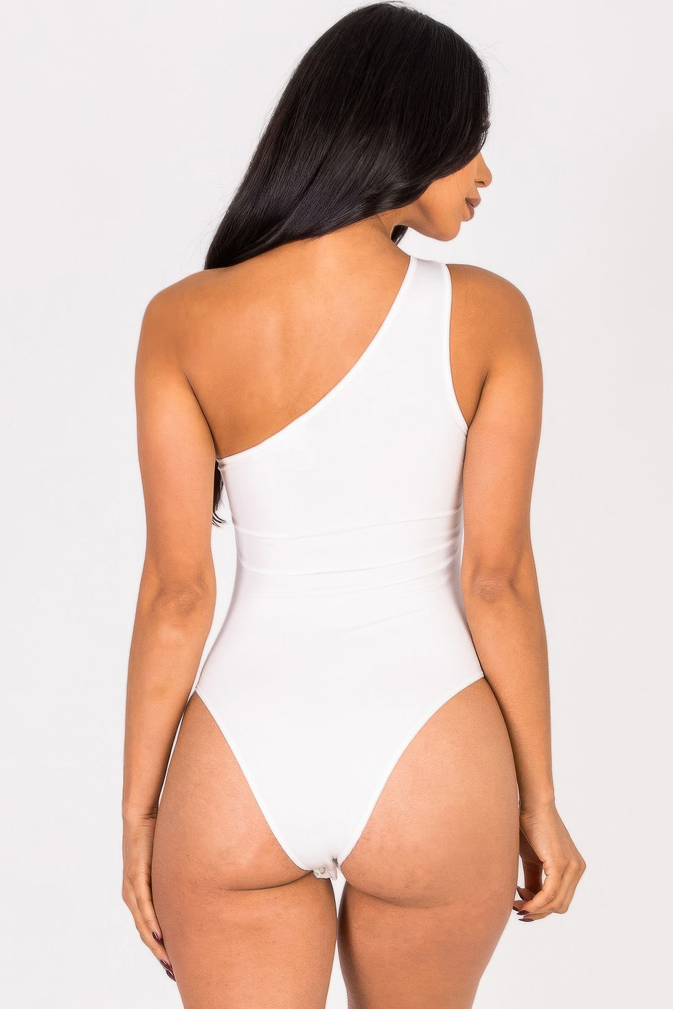 Thumbnail: Ribbed Knit Cut Out One Shoulder Bodysuit