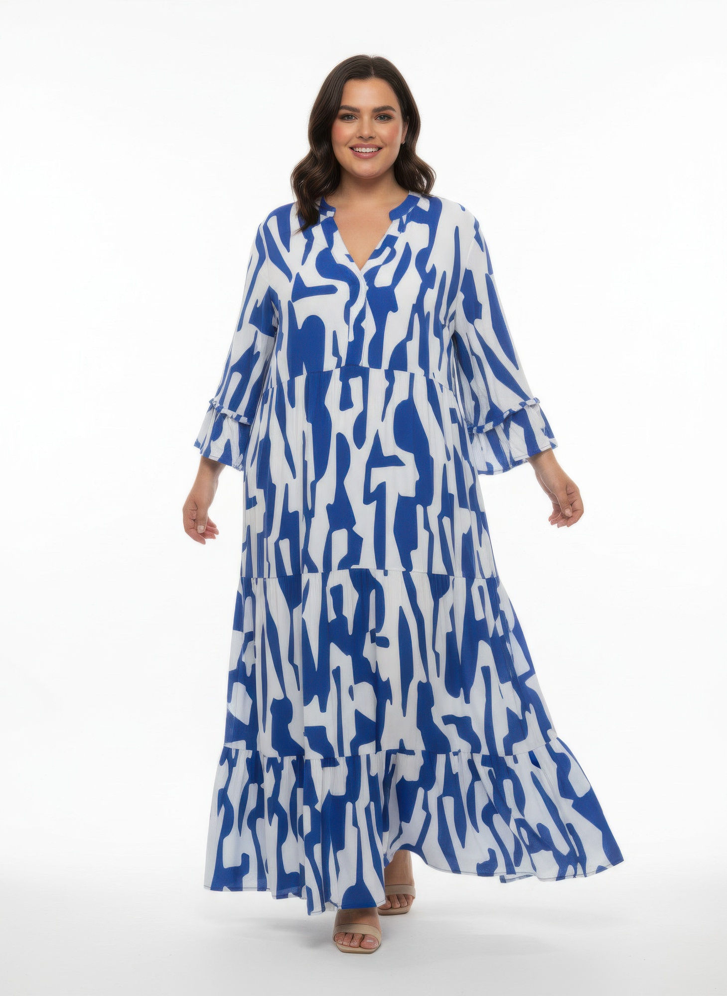 Mlle Gabrielle Plus Size Printed Dress        