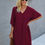 Thumbnail: V Neck Solid Short Sleeve Dress