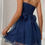Thumbnail: Off Shoulder Ruched Knot Zipper Pleated Short Dress