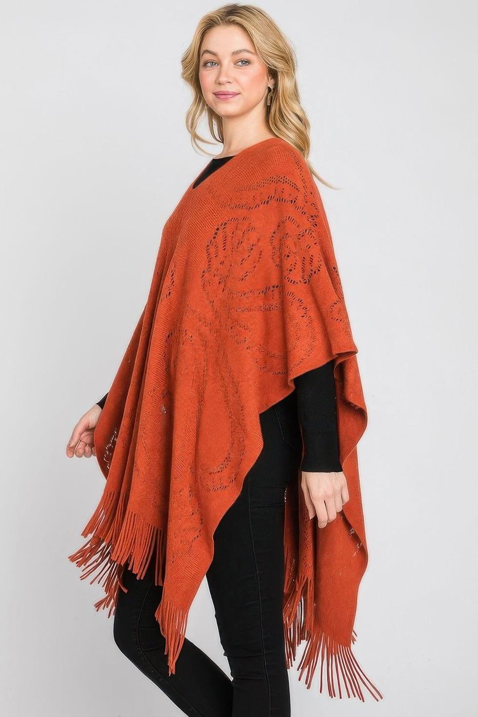 Thumbnail: Paisley Pattern Fringe Poncho