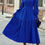 Thumbnail: Solid Round Neck Puff Long Sleeve Midi Dress