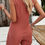 Thumbnail: Solid Crewneck Sleeveless Loose Pockets Romper