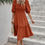 Thumbnail: Square Neck Puff Sleeve Ruffle Hem Dress