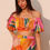 Thumbnail: Isla Tropical Satin Bubble Sleeve Crop Top           
