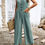 Thumbnail: V Neck Button Sleeveless Wide Pockets Jumpsuit
