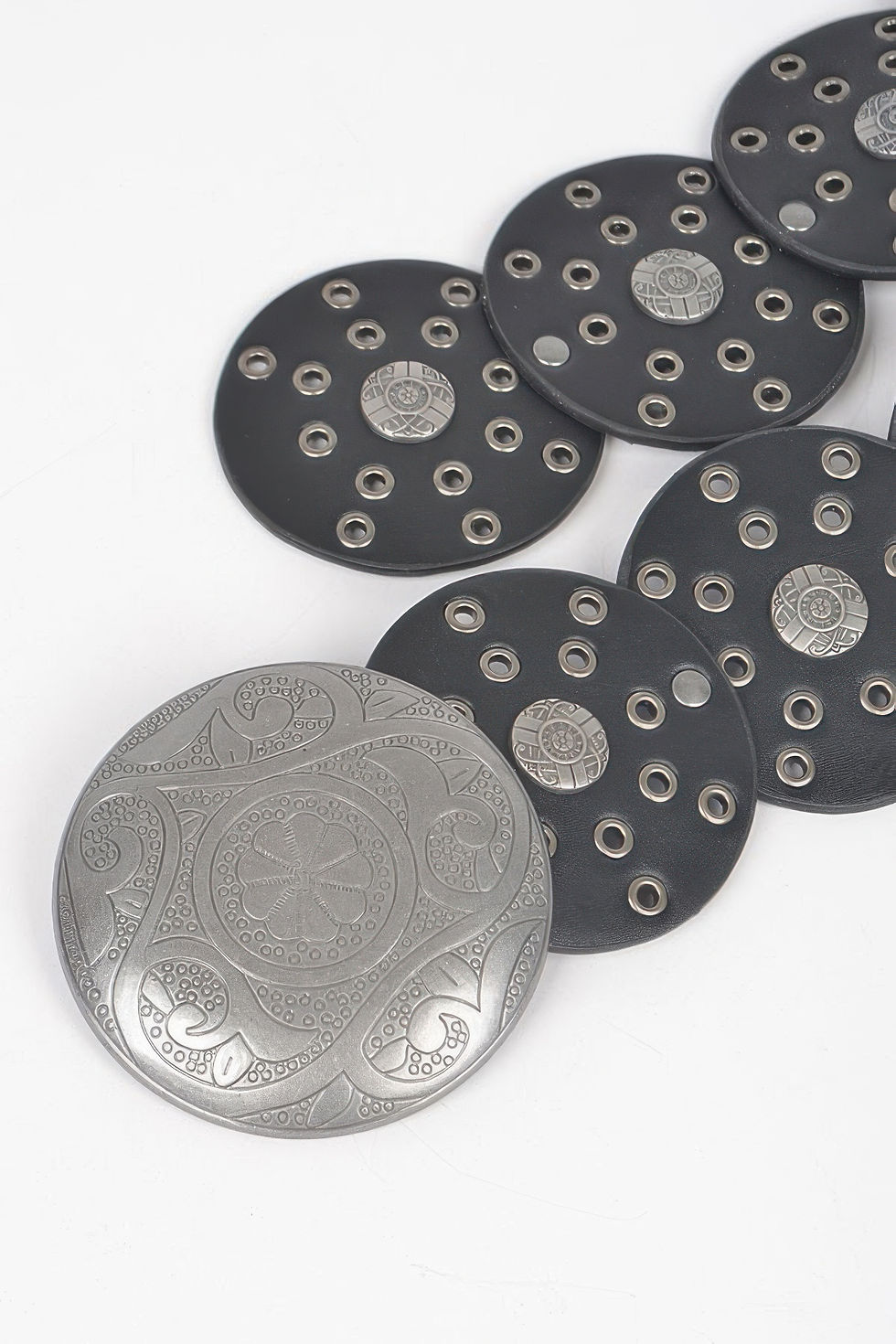 Thumbnail: Faux Leather Multi Eyelet Round Western Belt