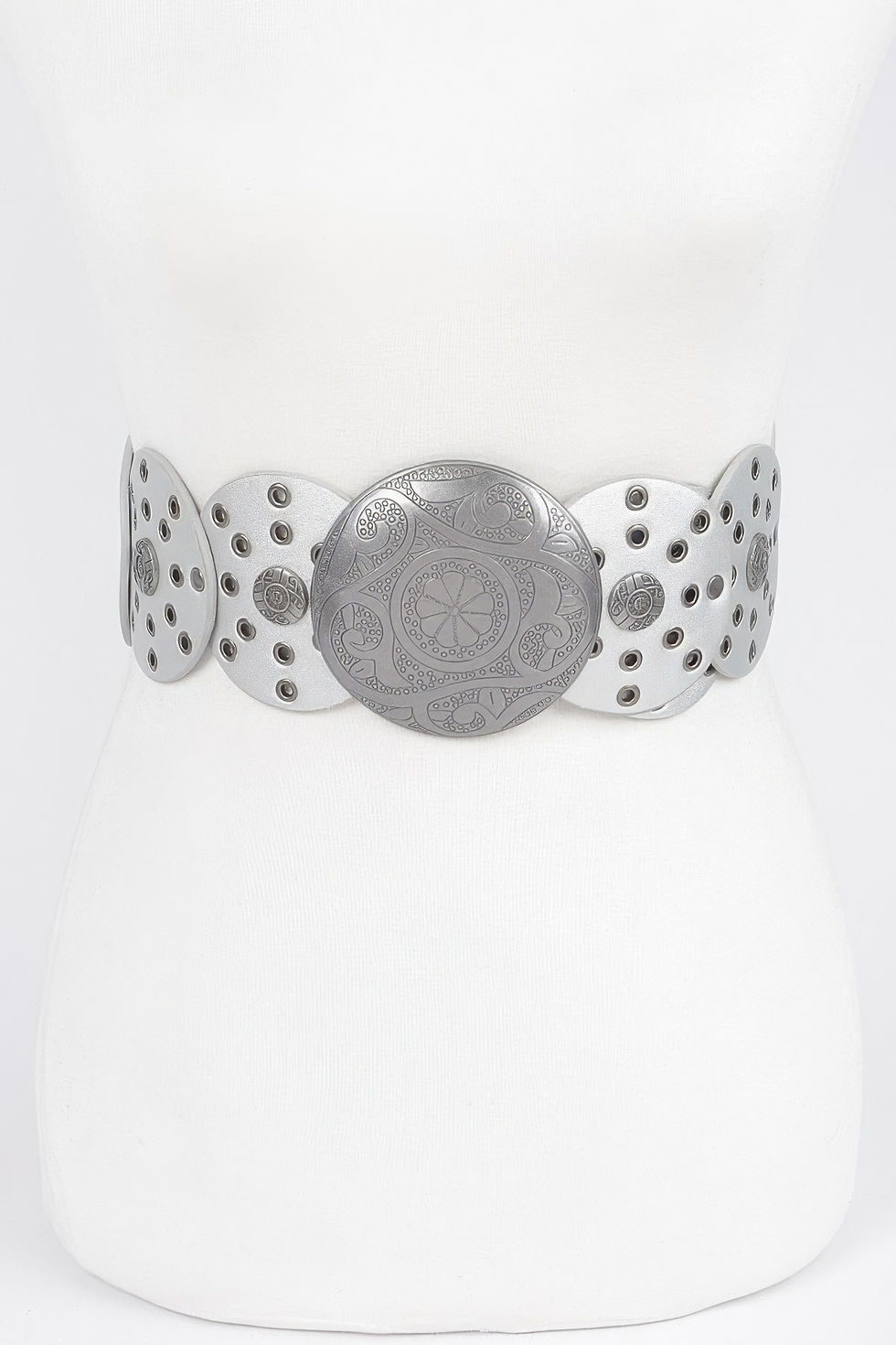 Thumbnail: Faux Leather Multi Eyelet Round Western Belt