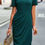 Thumbnail: Ruched Color Block Solid Wrap Round Neck Dress