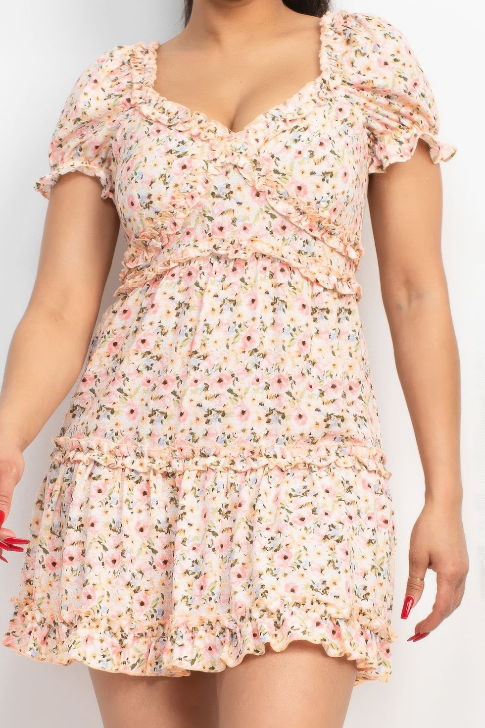 Thumbnail: Ruffled Floral Puff Sleeve Dress