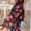Thumbnail: Straps Floral Print V Neck Patchwork Full Dress
