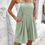 Thumbnail: Square Neck Pockets Button Tirm Ruched Romper