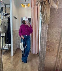 gilet-fuchsia-jean-flare-femme-elle-mode