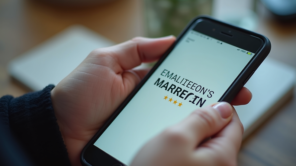 Close-up view of a smartphone displaying an email marketing campaign