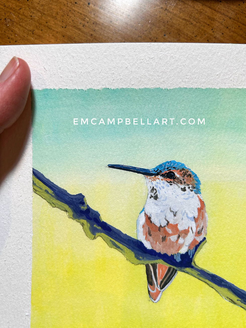 Thumbnail: Little Hummingbird Original Watercolor Painting by Em Campbell