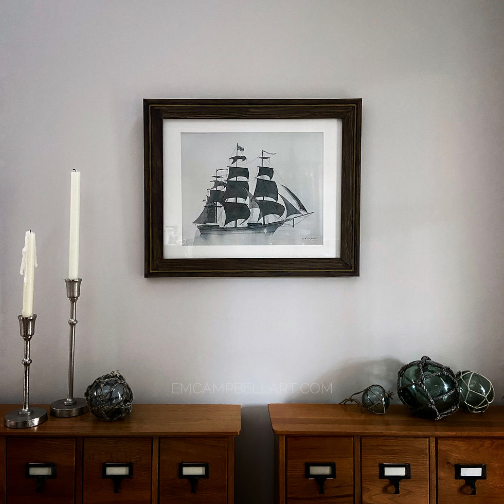 Thumbnail: Watercolor Ship Painting "Fighting Through the Fog" Original by Em Campbell