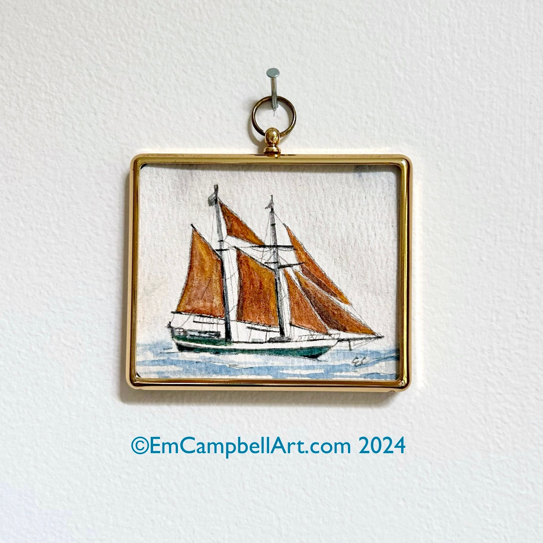 Original Watercolor Ship “Sinbad's Strength” painting by Em Campbell