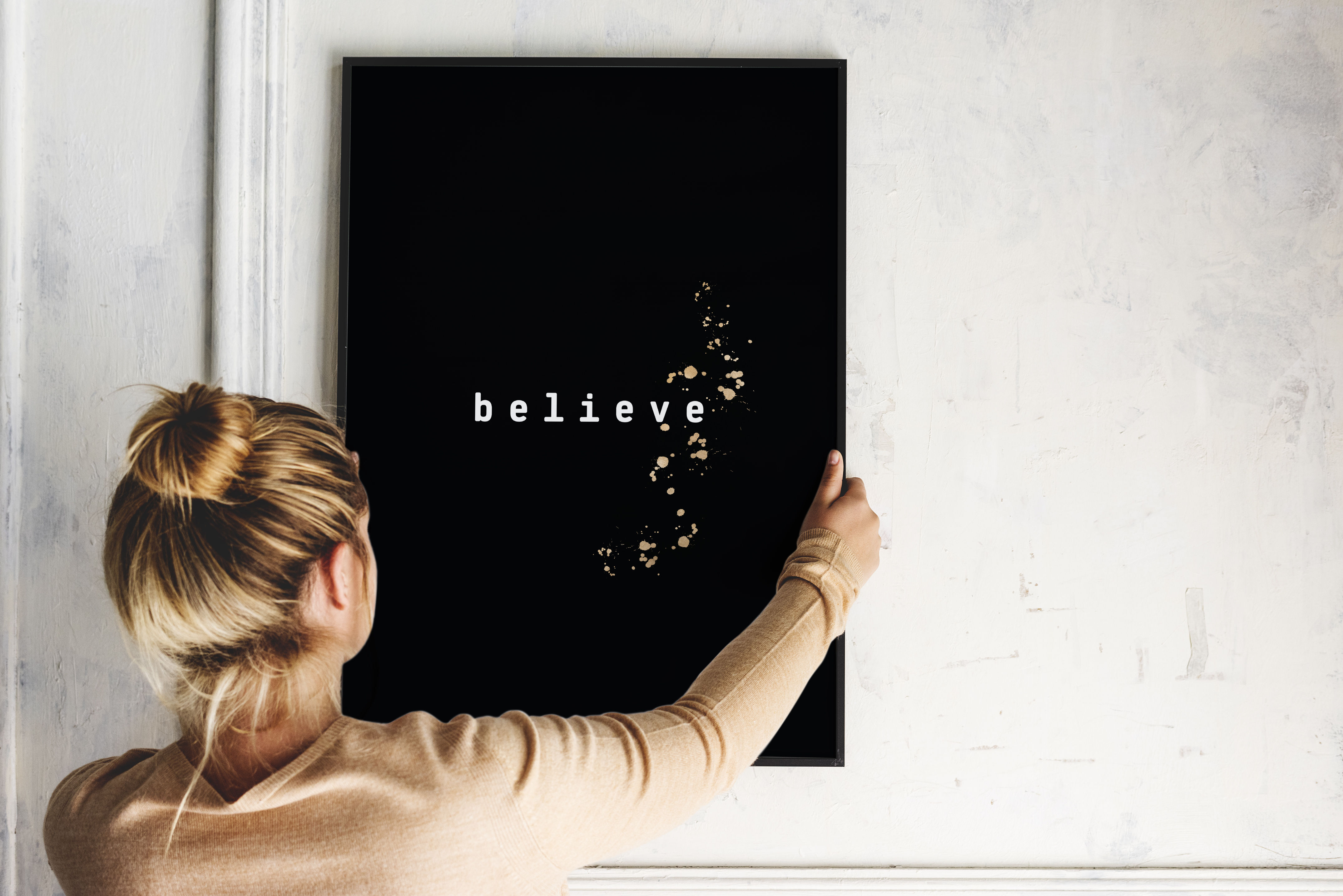 Believe Elegant Black& Gold Digital Wall Art