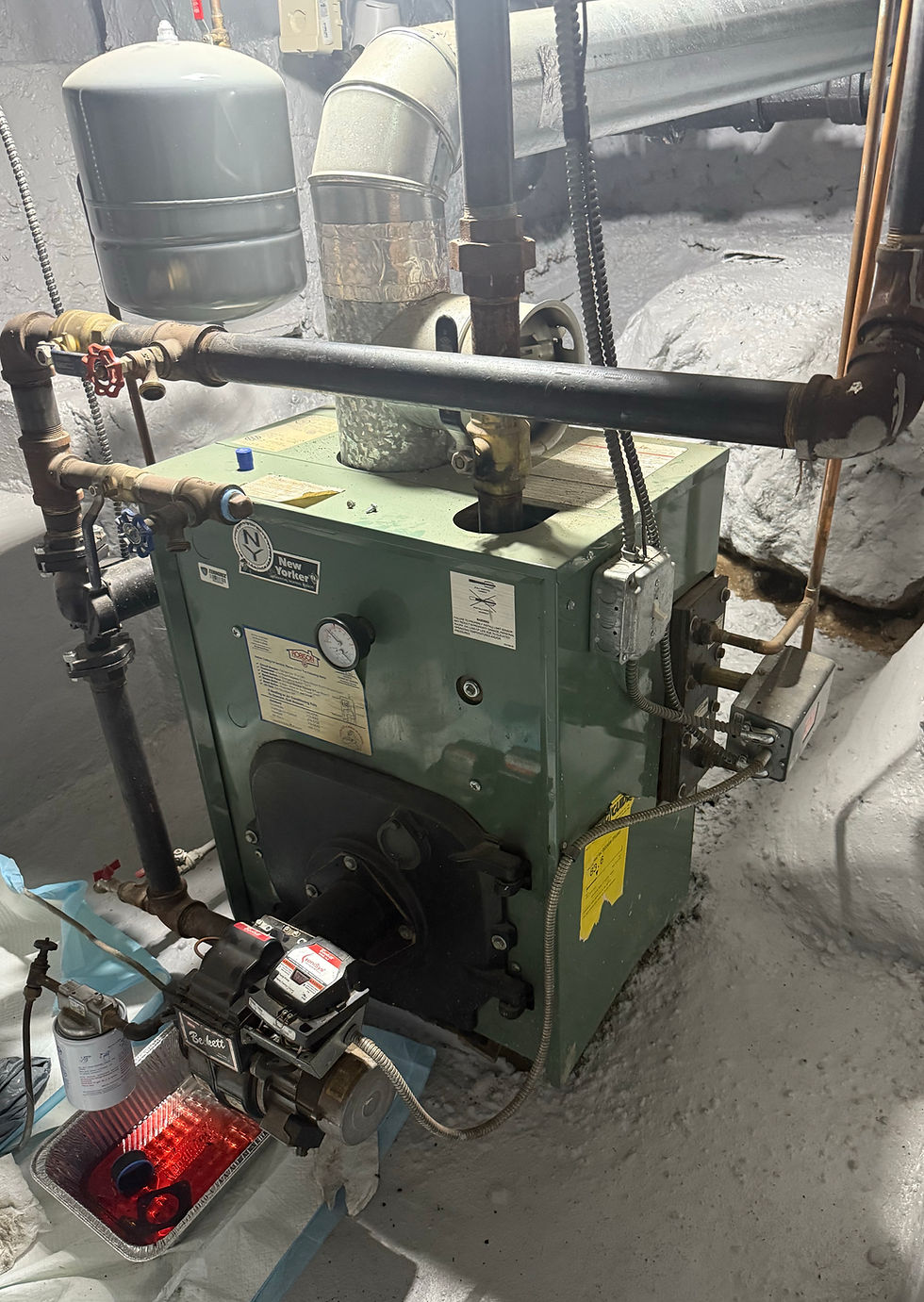 New Yorker brand oil-fired boiler.