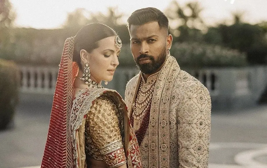 hardik pandya and natasha stancovic in their wedding dress