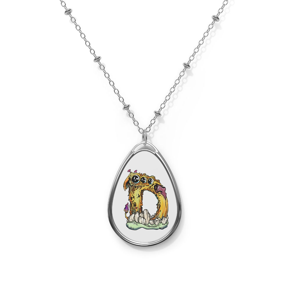 "D" Silver Oval Necklace