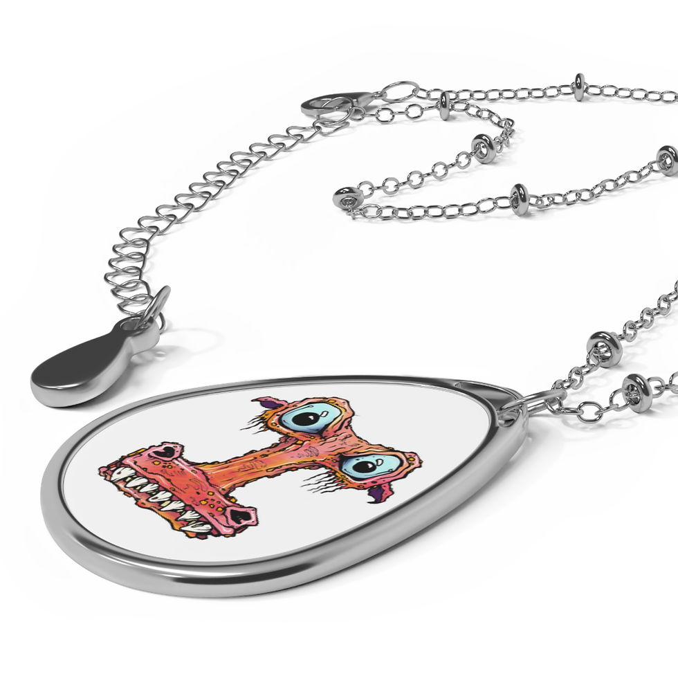 Thumbnail: "I" Silver Oval Necklace