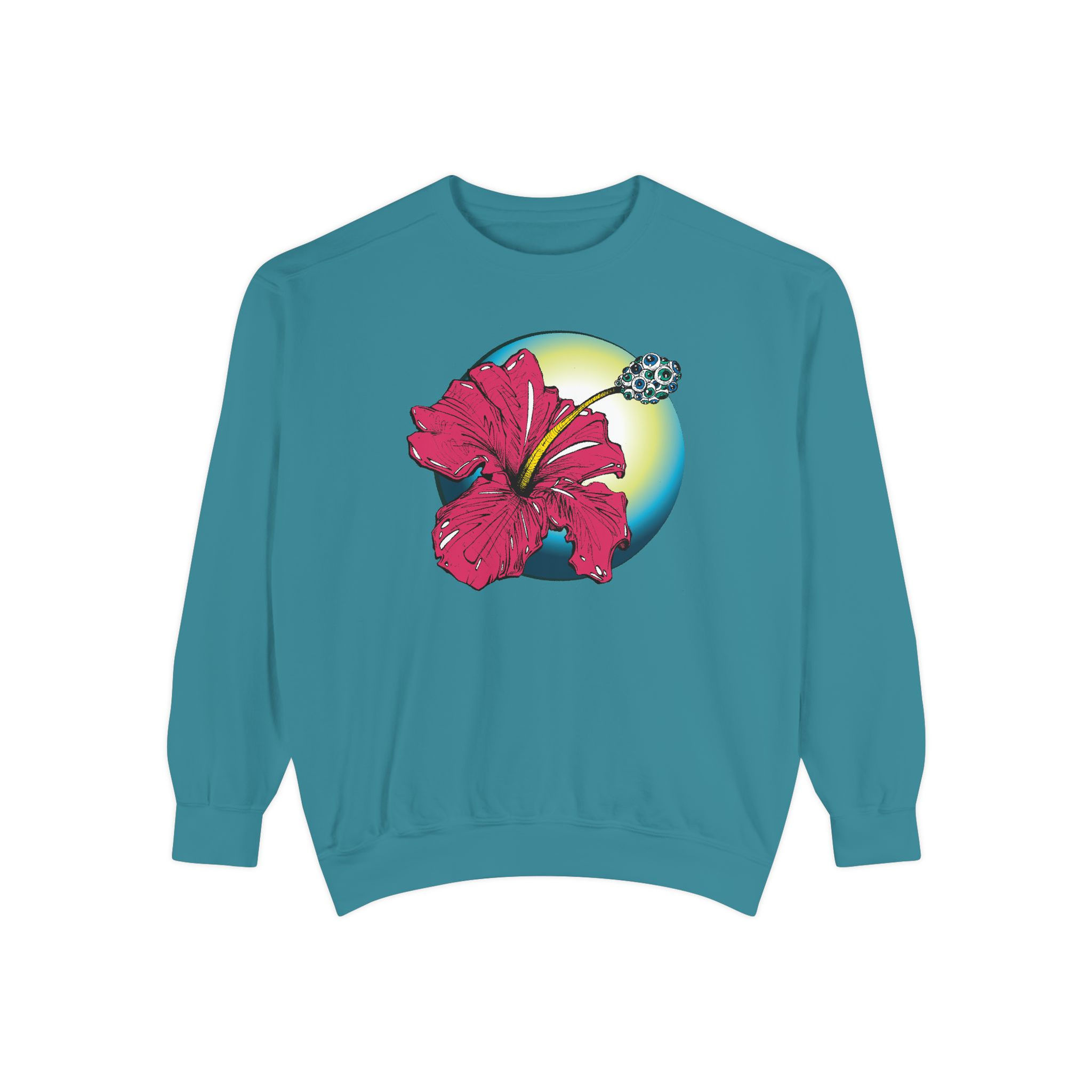 "Hibiscus" Unisex Garment-Dyed Sweatshirt