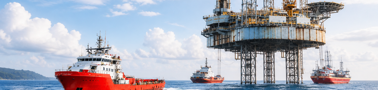 Offshore supply vessel operating near oil platform