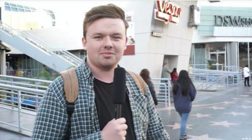 McCann on the street filming in Hollywood
