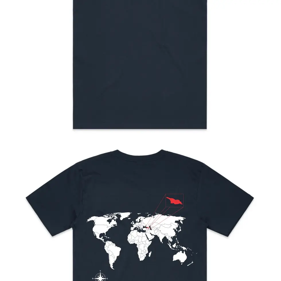 Front and back of Switzerland SFV Tee with world map print