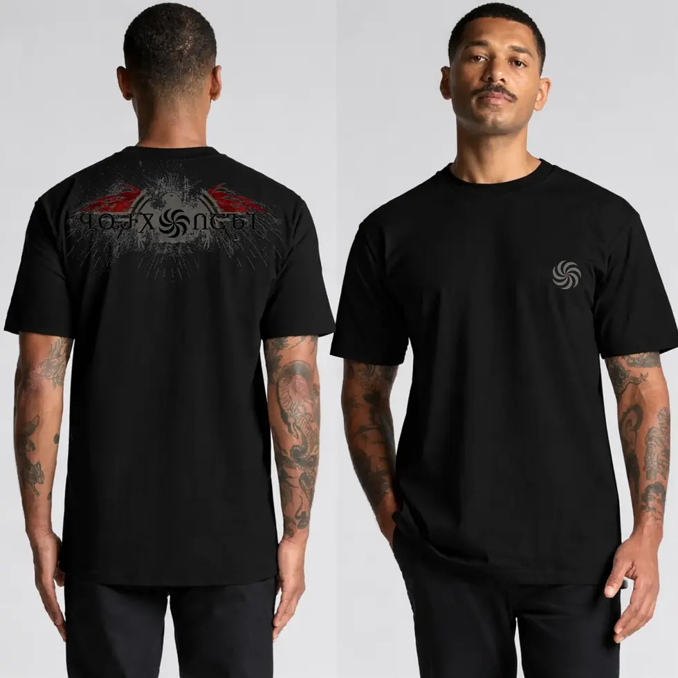 Front and back view of the black Iran Team Melli Tee.