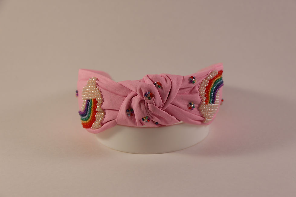 Thumbnail: Cloud Rainbow Beaded Handmade Knot Headband