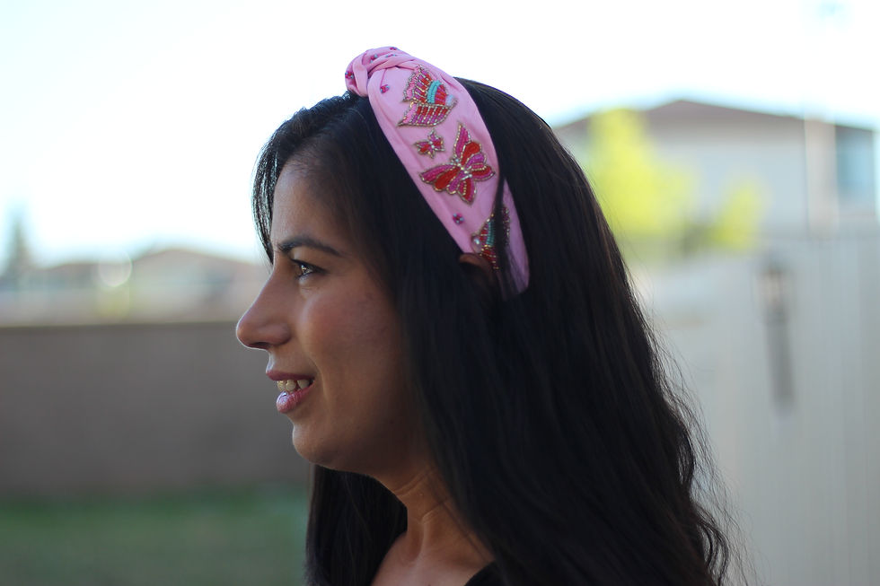 Thumbnail: Butterflies Beaded Handmade Knot Headband