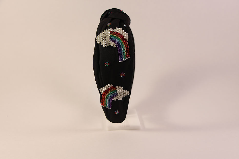 Thumbnail: Cloud Rainbow Beaded Handmade Knot Headband