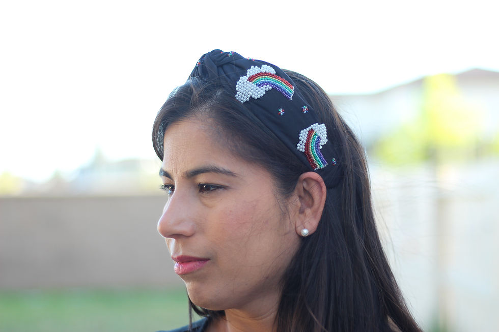 Thumbnail: Cloud Rainbow Beaded Handmade Knot Headband