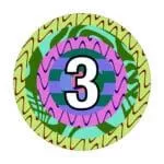 A circular digital target featuring the number 3