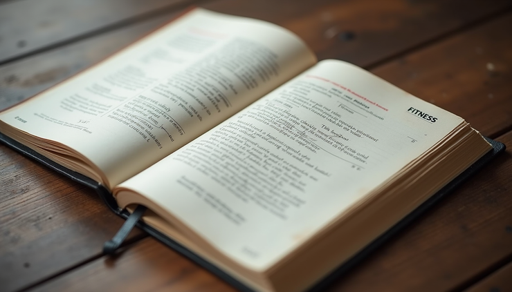 High angle view of a fitness journal with notes on training and nutrition