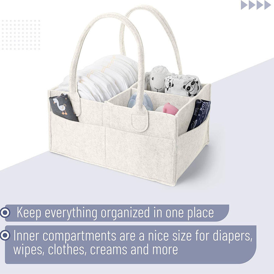 Thumbnail: Baby Felt Storage Nursery Organizer Basket Infant Diaper Bag with Handle Caddy C