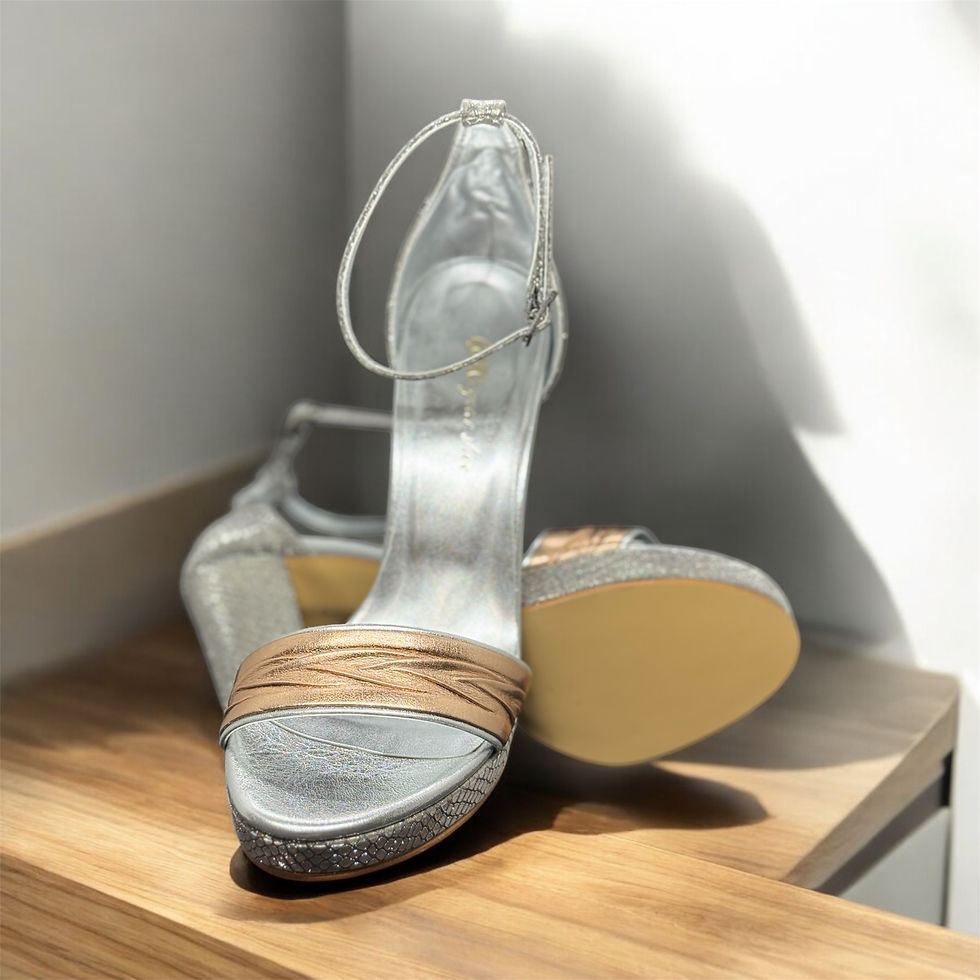 Şık Gümüş ve Bronz Detaylı Topuklu