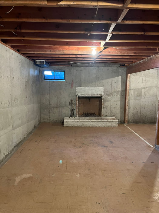 unfinished basement living room