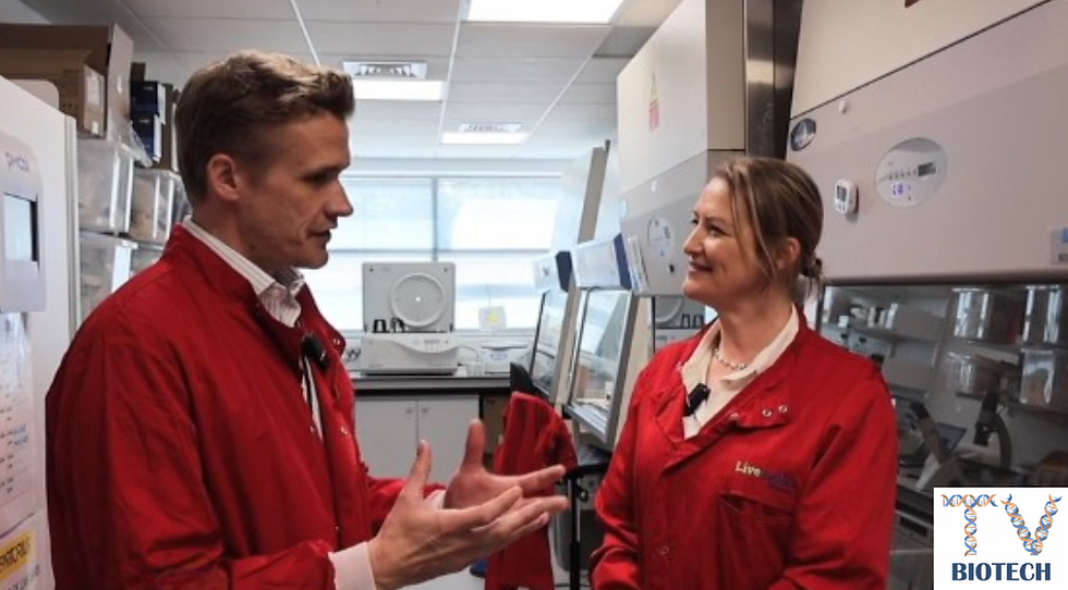 Simon speaking with Amy Brown, BiotechTV