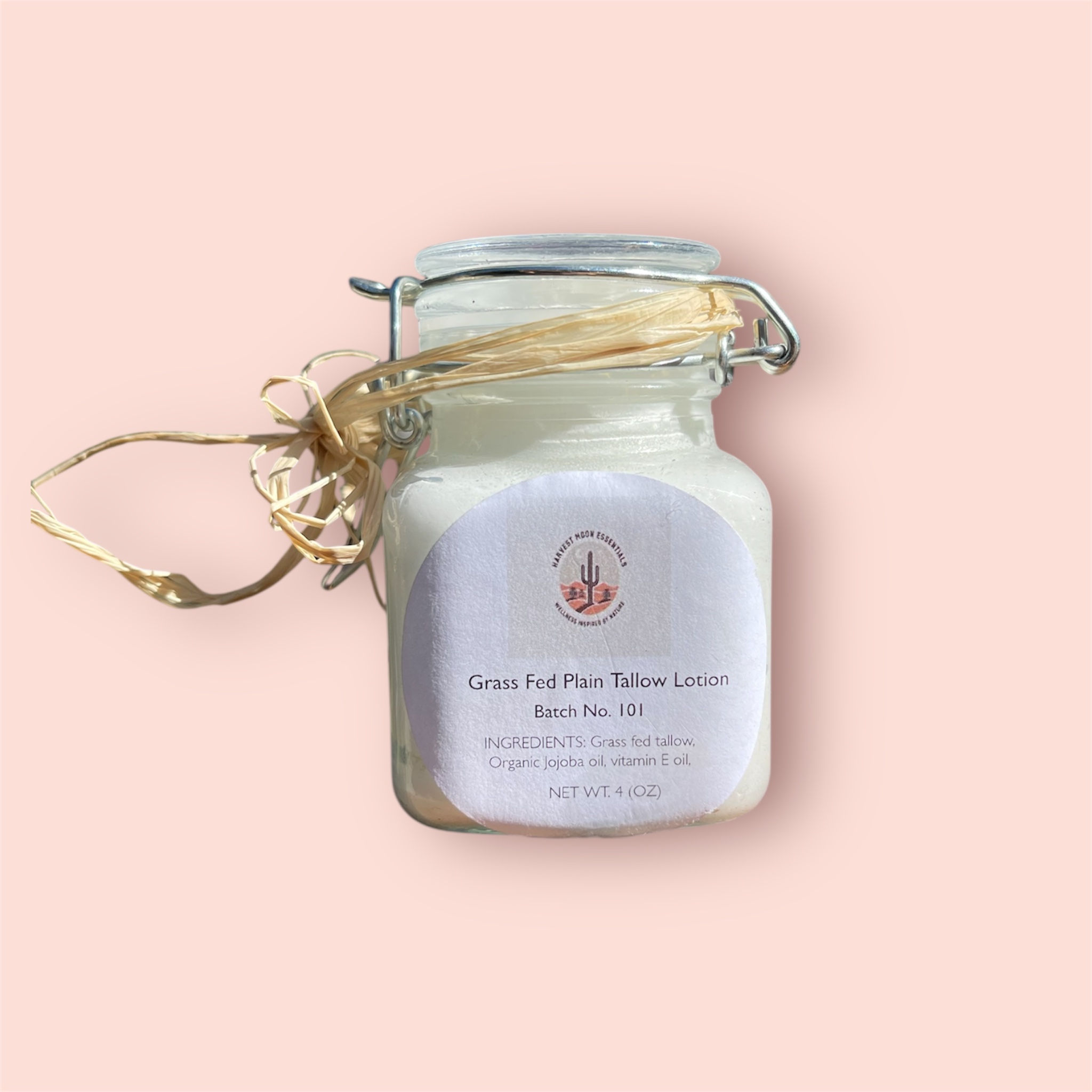 100% Grass Fed Tallow Lotion 4oz - Unscented - Harvest Moon Essentials