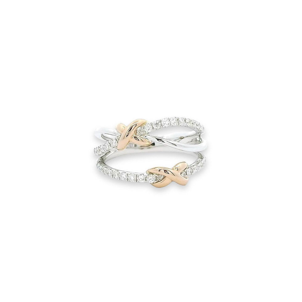 18K Two Tone Knot Diamonds Ring