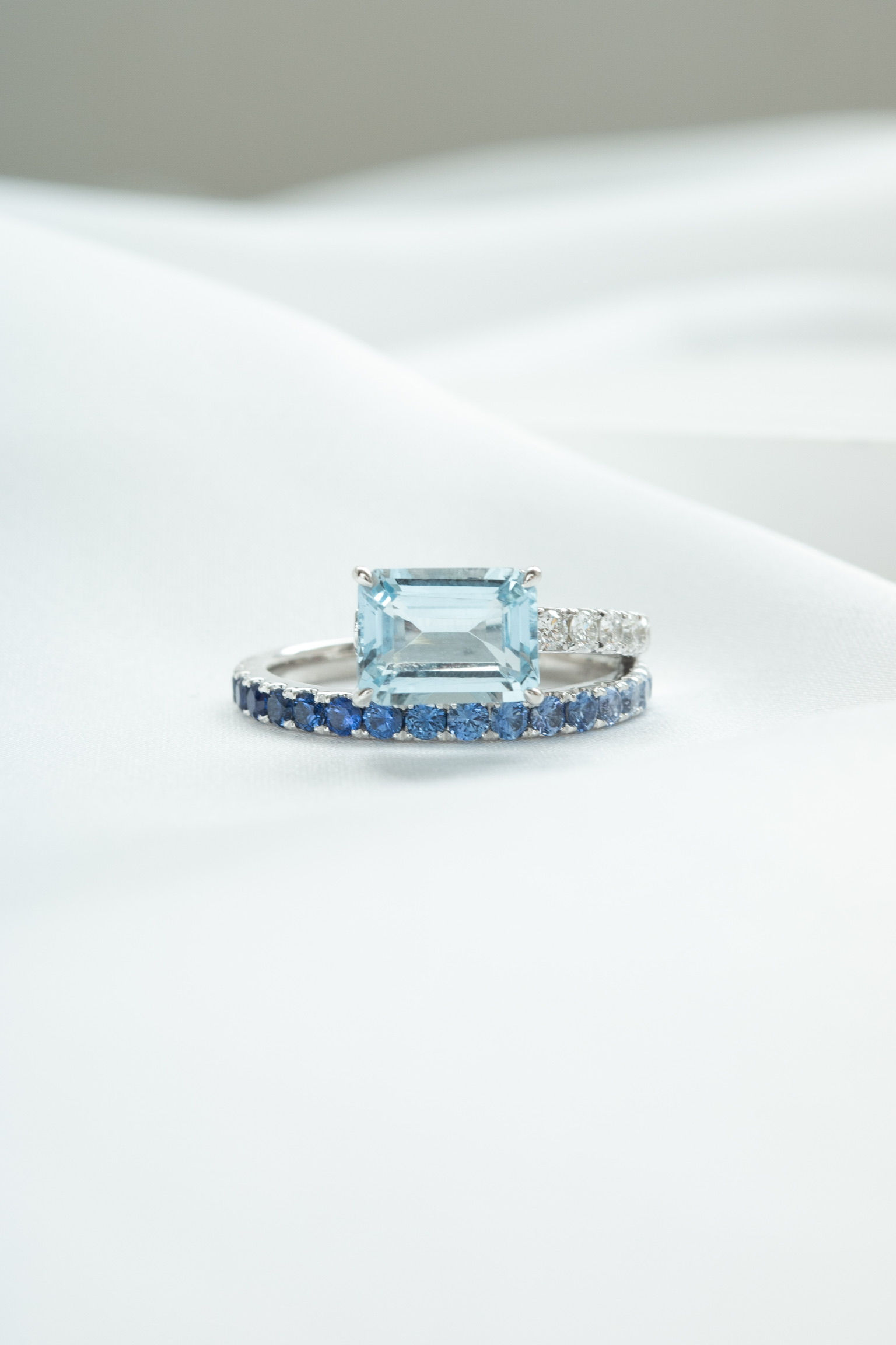 Aurora Aquamarine & Gradient Sapphires Ring