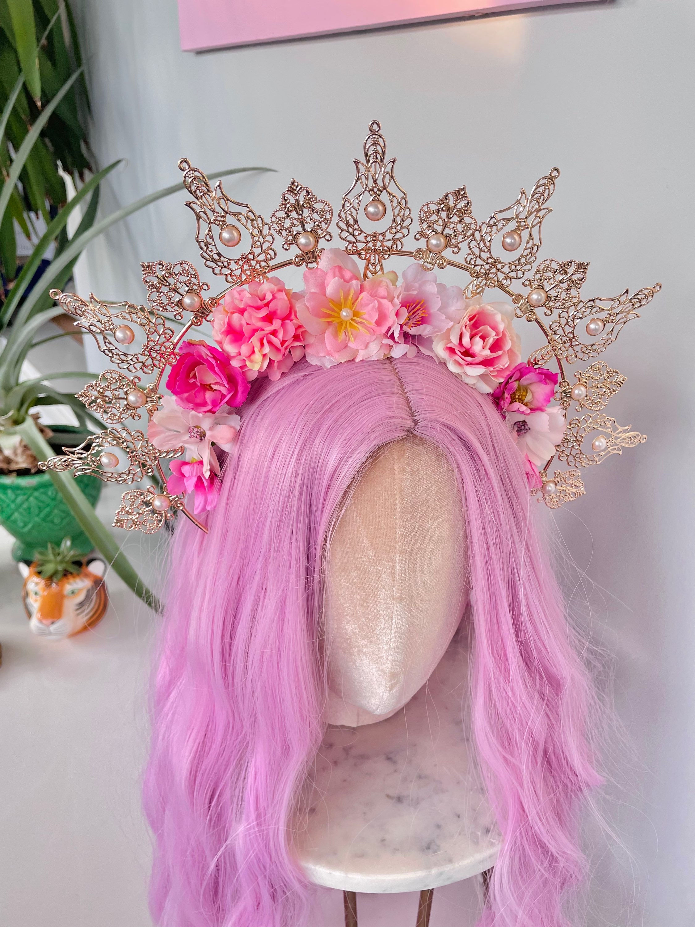 Gold Halo Ivory Pearl Layered Hair Band Headband Flower Crown 