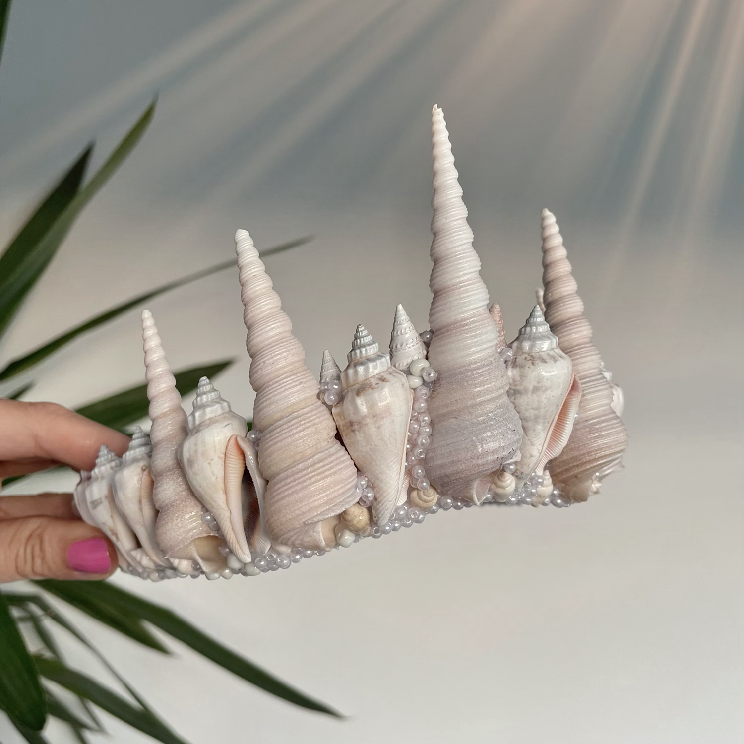 Cream White Pearl Sea Shell Mermaid or Merman Crown Hair Band Headband