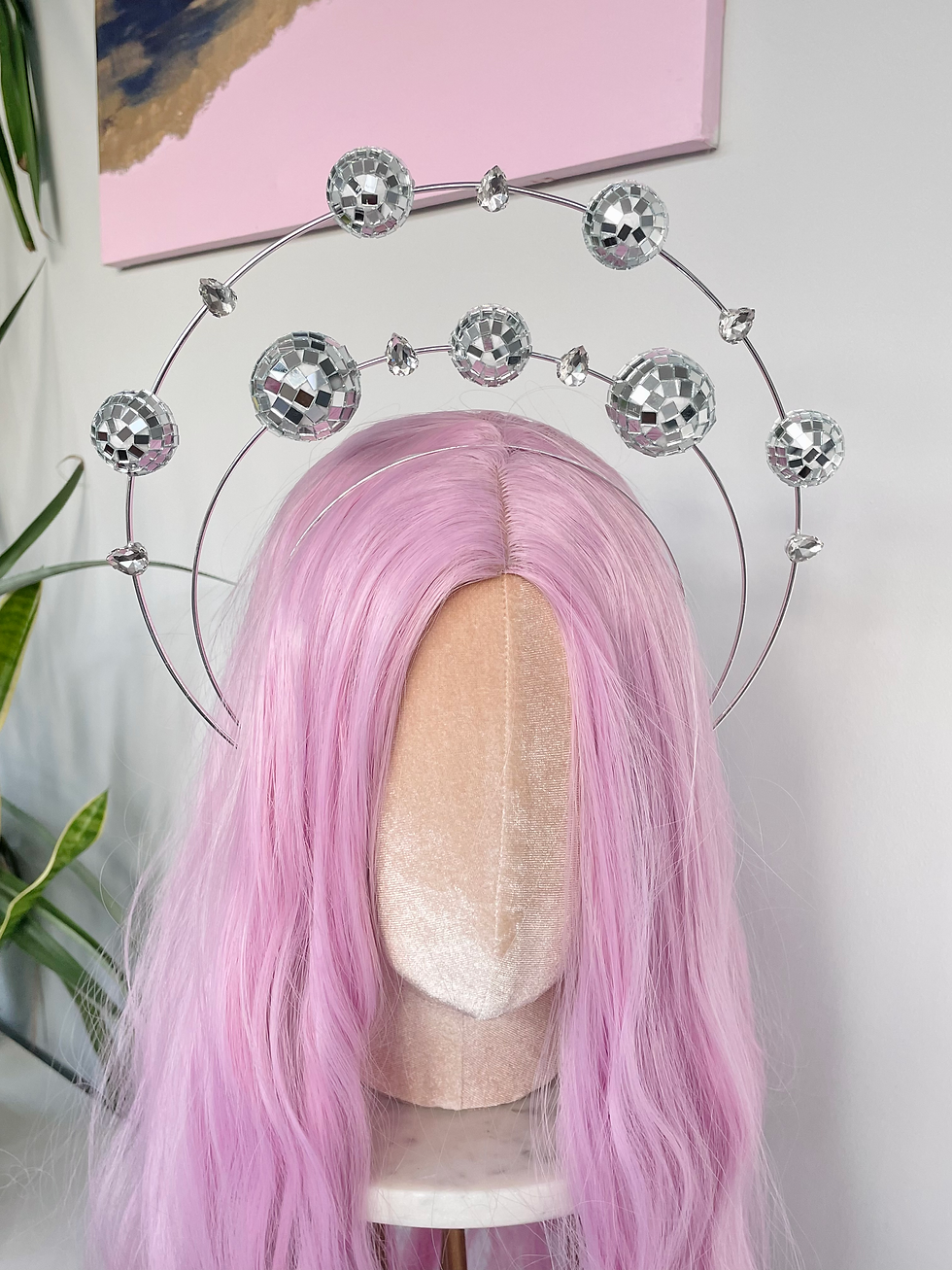 Thumbnail: Silver Disco Mirror Glitter Ball Headband Hair Band Gold Halo
